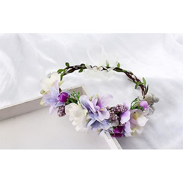 Bohemisk stil krans huvudbonad lila blomma krans för bröllopsfestival turism