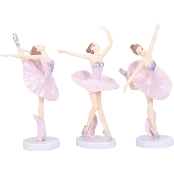 Set med 3 dekorativa balettdansarfigurer för hem, kontor (rosa 14 cm)