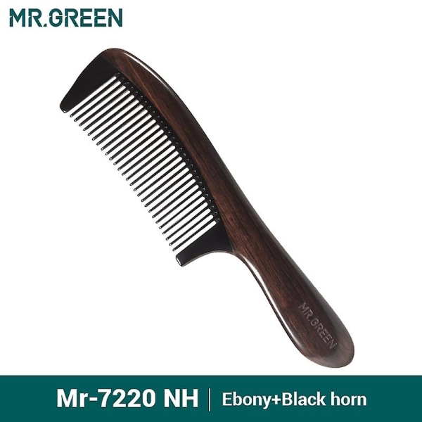 Mr.green Comb Naturligt Trä Med Horn Skarvningsstruktur Fintand Hårkam Antistatisk Huvud Akupunkturpunkt Massage GiftMr 7220NH