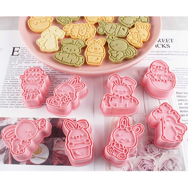 8x Cookie Cutters Molds Plast Cookie Stämplar Perfekta presenter till barn