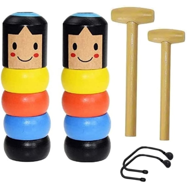 2 stykker træmand magisk legetøj, udødelig Daruma legetøj til 2 3 4 5 6 år gamle småbørn Børn Julegaver til drenge piger Ubrydelige scene magiske trick rekvisitter