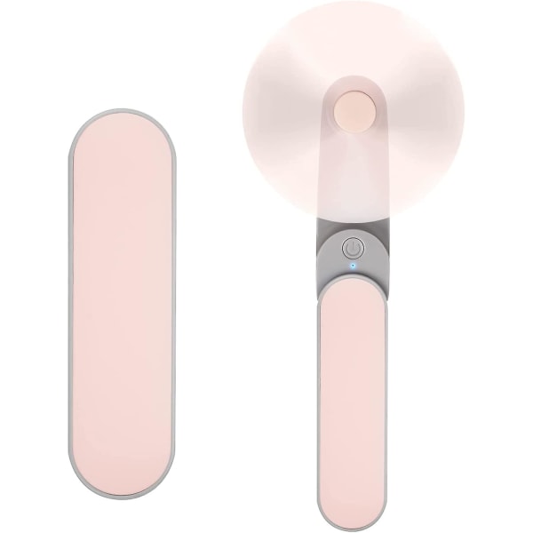 Rosa handhållen minifläkt, 2 hastigheter uppladdningsbar tyst minifläkt[9-15 arbetstimmar], bärbar USB fläkt med liten ficka, personlig fläkt med power för trav