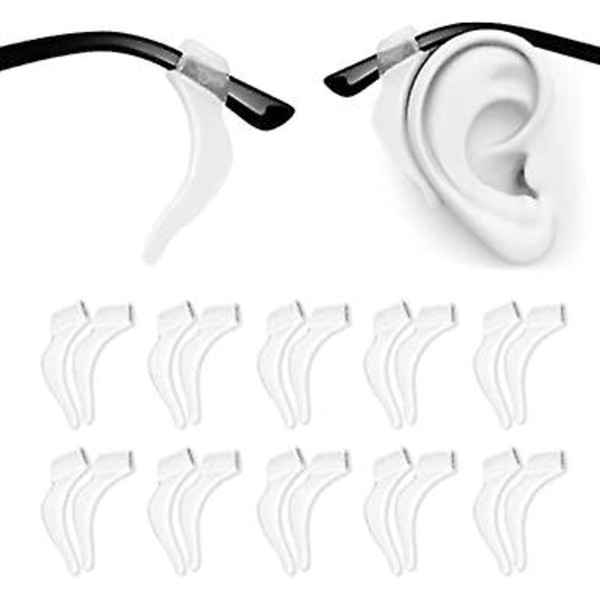 Mjuka glasögonkrokar i silikon, 10 par halkfria glasögon Öronhandtag för glasögon, solglasögon, läsglasögon