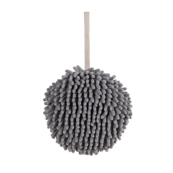 3-pack hängande chenille handduksboll Snabbtorkande handboll mjuk handduk för kök, badrum, grå