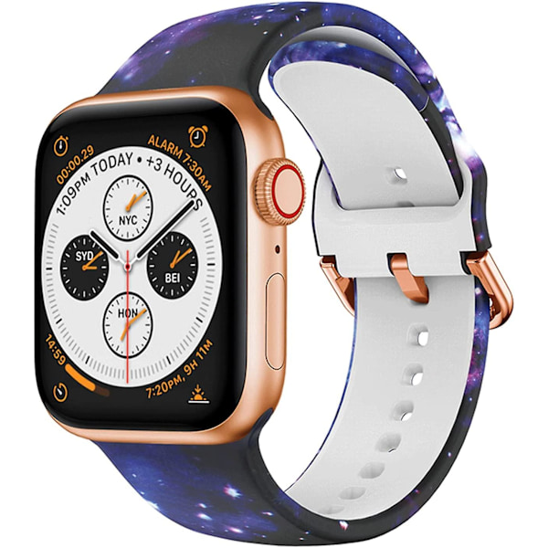 Smal och Stilig Armbandsurrem Kompatibel med Apple Watch 40mm 38mm Söt Stjärnhimmelmönster Mjuk Silikon Ersättningsrem för Iwatch Armband Ser