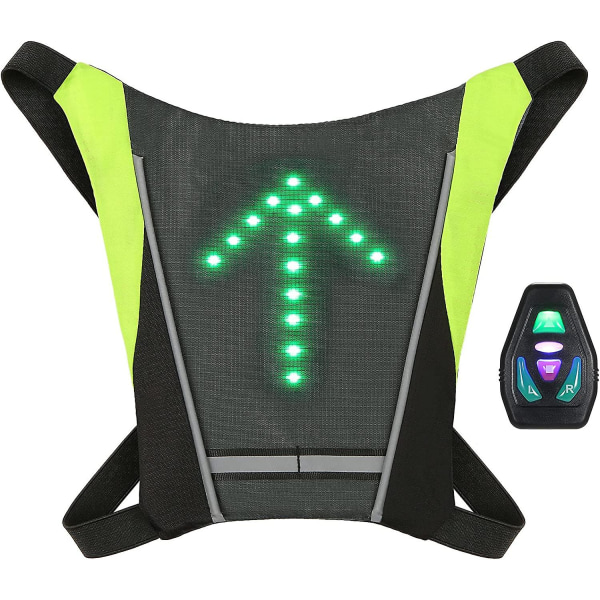 Gul reflekterande cykelväst, reflekterande ryggsäcksklämma, USB uppladdningsbar med LED-blinkande Fjärrkontroll Säkerhetsutrustning för cykling, löpning