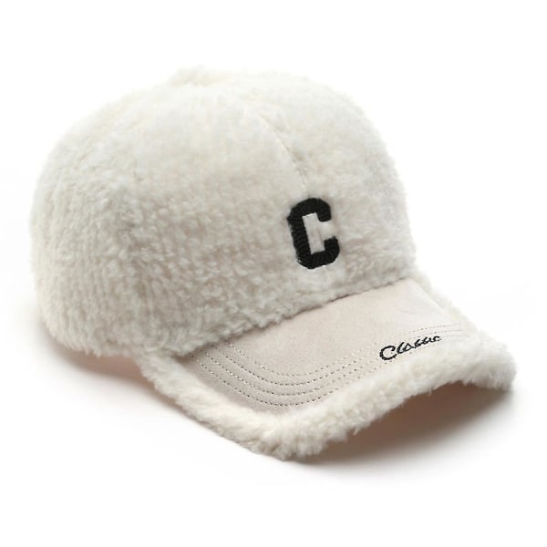 2022 talvi baseball- cap miehille naisten lampaanvillahatut Yksinkertainen tyylikäs kirjain tuulenpitävä hip hop lippalakki Khakin valkoinen lämmin lumihattu (valkoinen cap)