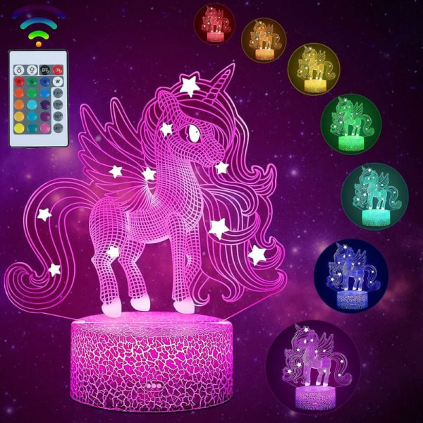 Unicorn Nattljus för barn 3D-lampapresenter Födelsedagsfestival Sovrumsdekorationslampa Barn Födelsedagspresentidé