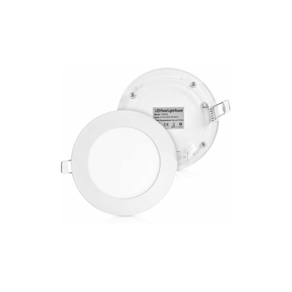 GRYSLIG paket med 2 enheter 6W rund LED-taklampa Flush Mount Ultratunn Downlight Flat Panel Lamp 4000-4500K (neutralt vitt ljus)