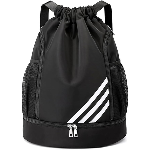 Outdoor Sports Balls Backpack Drawstring Bag Portable Ox Cloth Basketball Football Organizing Bag Large Capacity Soccer Ball Storage Bag（Black）