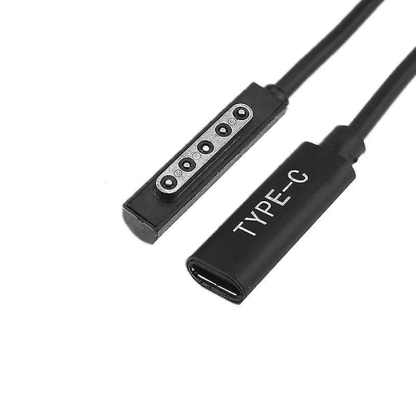 Typ C PD Laddningskabel USB C Hona Strömladdare Adapter Konverterare för Microsoft Surface Pro 1/2 (svart)