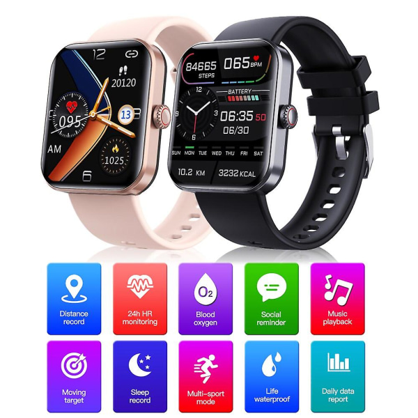 F57l Fashion Sport Smart Watch 1.91 Inch Hd Screen Heart Rate Blood Glucose/oxygen/pressure Milan Rose Gold