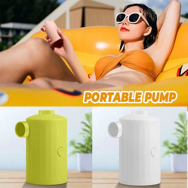 Trådløs bærbar luftpumpe USB-batteri drevet for luftmadrasssofa Pool Float (hvit)