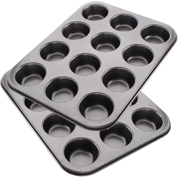 2 molds set 12 muffinsille tarttumattomalla vaikutuksella | muffinipannu, muffinipannu, browniepannu