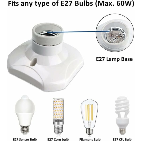 MINKUROW E27 Takuttag E27 Garageuttag AC 220-240V LED-lamphållare Takljussockel E27 Sockel Vit plastlampfot för vägglampa Set om 4