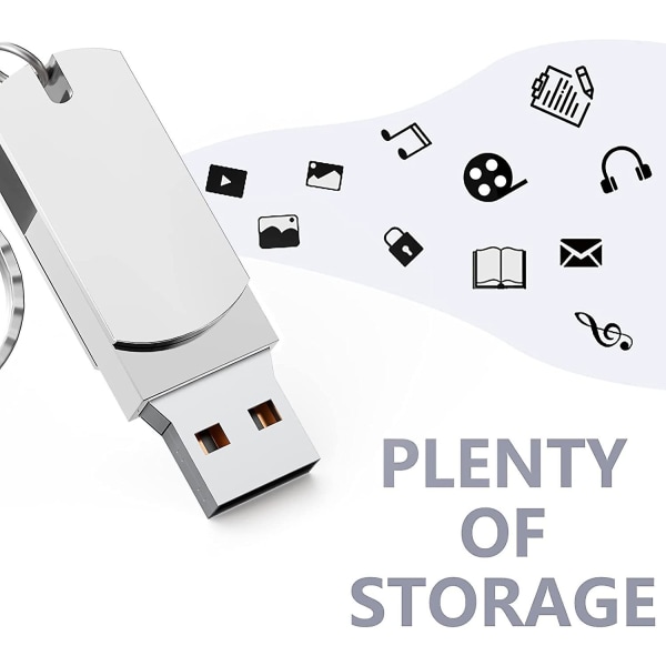 USB 64gb, USB 2.0 Flash Drive, slitstark metall Vattentät Stötsäker  flashminne med nyckelring för bärbar dator, ljud, bil, pc etc 32a6 | Fyndiq