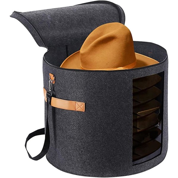 Cowboy Hat Box-taitettava hatun case - Kannettava hattusäiliö, jossa pölytiivis kansi City Hat Izer case , jossa on näkyvä läpikuultava (S)