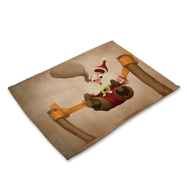 Printed bomullsmatta för västerländsk mat Kreativ rektangulär servismatta Rolig jultomte
