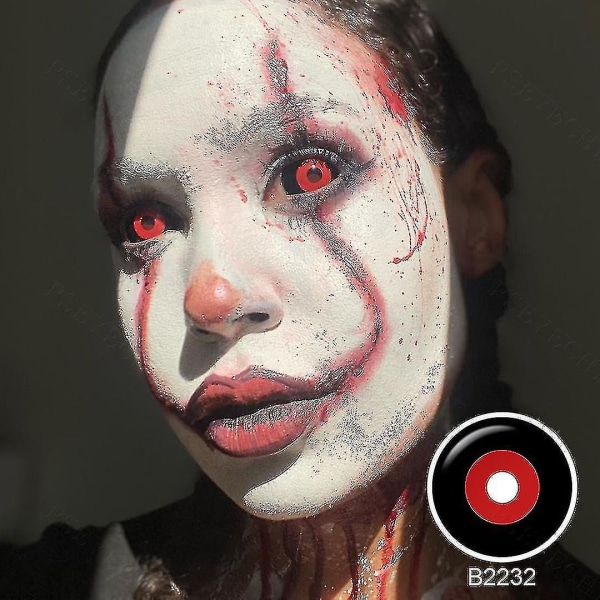 22mm Punainen ja Musta Sclera Yhteystiedot Full Eye Halloween -piilolinssit Tokyo Ghoul Scary Cosplay -piilolinssit Vampyyrisilmälinssit