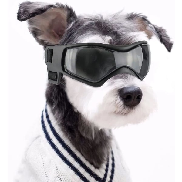 Hundglasögon Anti-uv Vattentät, vindtät justerbar glasögon för små medelstora hundar Svart