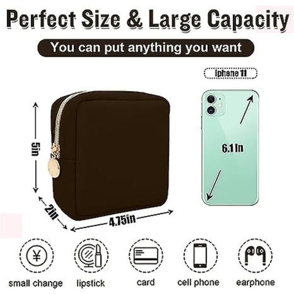 Nylon Mini Makeup Bag For Purse, Waterproof Travel Coin Pouch Sanitary Napkin Storage Bag Clutch Makeup Organizer Pouch For Women(brown)