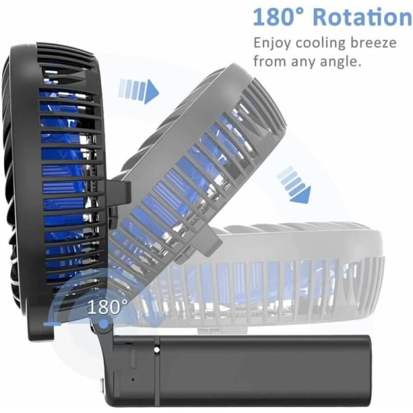 Handhållen Fläkt 3 Hastigheter Elektrisk Laddningsbar Bärbar Fläkt 2 i 1 Mini Bordfläkt 5200mAh med Batteri för Hem Kontor Resor