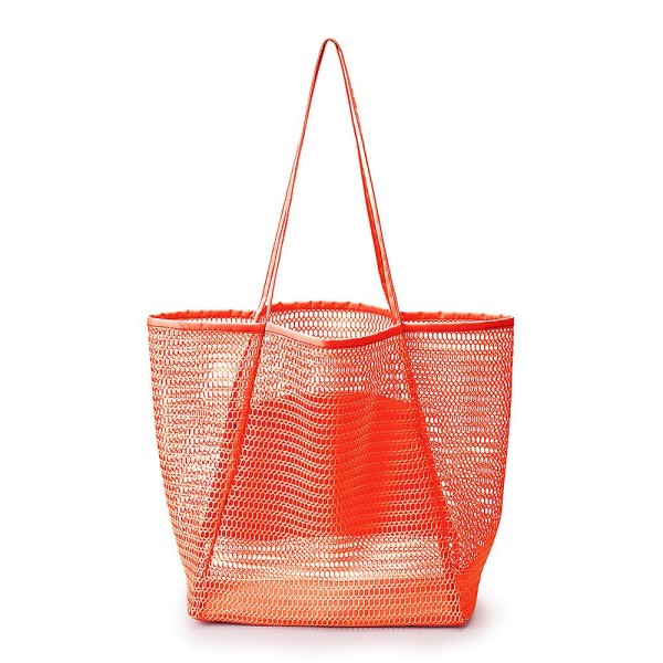 Strandhåndtaske med stor kapacitet Dame Mesh Shopping udendørs skuldertasker (orange)