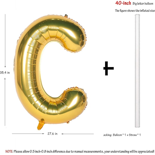 Bokstavsballonger 40 tum Jätte Jumbo Heliumfolie Mylar för Festdekorationer Guld H