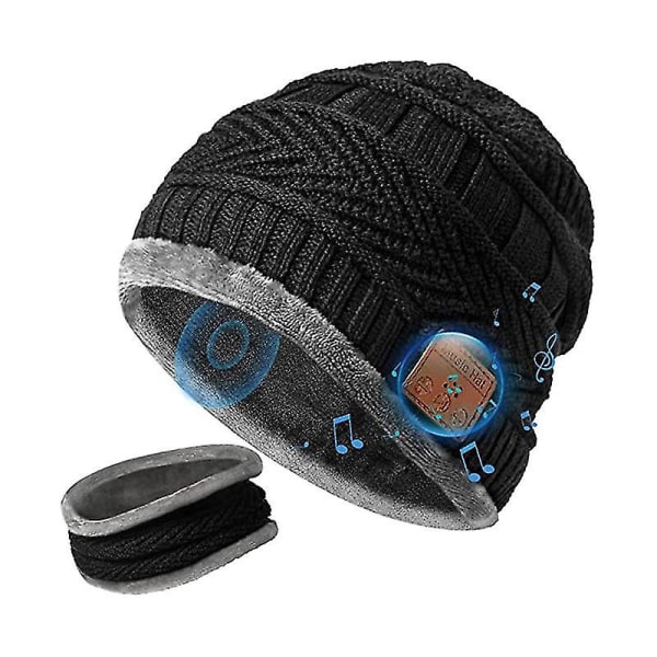 Bluetooth 5.0 mössa Vinterlöparmusik Stickad mössa med halsduk Presenter för män kvinnor