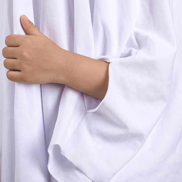 Halloween vit Cape Ghost kostym för barn | Bekväm & hudvänlig | Andningshandskar | Festdräkt(S,vit)