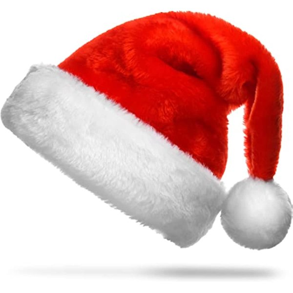 Joulupukin hattu Punainen Velvet Isän jouluhattu aikuisille Deluxe tekoturkista pompon päällä joulupukin pukuun