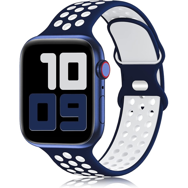 Sportband kompatibelt för Apple Watch -band 42 mm 44 mm 45 mm, andningsbart mjukt silikon Sportbytesrem Damer Män Kompatibel för Iwatch Series 7/