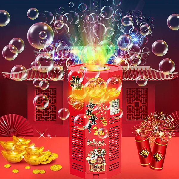 Bærbar boblemaskin, audiovisuell musikk Barneleker Nyttårsleker Helautomatisk boblemaskin, boblemaskin 80 ml (rød)