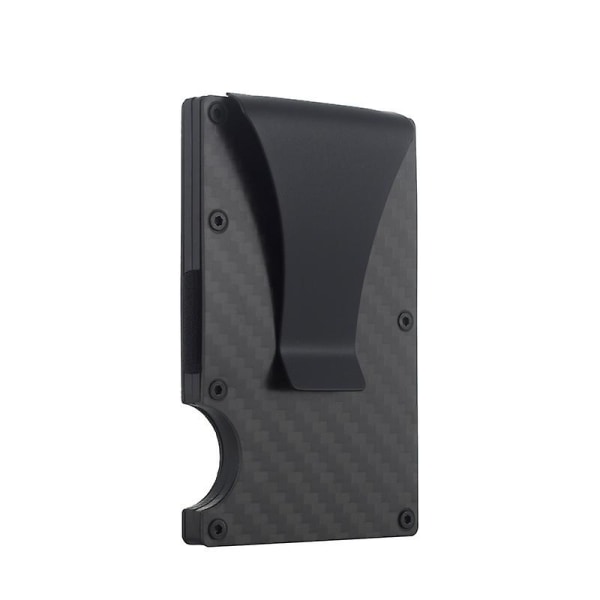 (svart) herrplånbok med RFID-blockering - minimalistisk kolfiber och metall kreditkortshållare för män med klämma och resår för sedlar