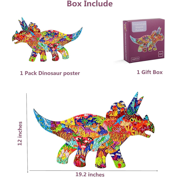 Dinosauruspalapeli Lapsille 4-8 8-10 10 Ja Aikuisten 150 Palaa Triceratops Eläimen Muotoinen Lattiapalapeli Lapsille Oppimiseen Koulutukselliseen Jouluun Syntymäpäivään