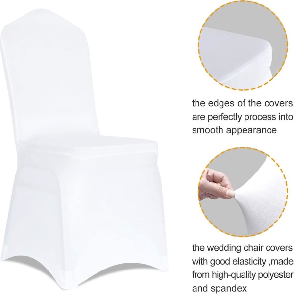 Vita stolsöverdrag 1 st, Spandex Stretch tvättbara stolsöverdrag för bröllop, fest och bankett