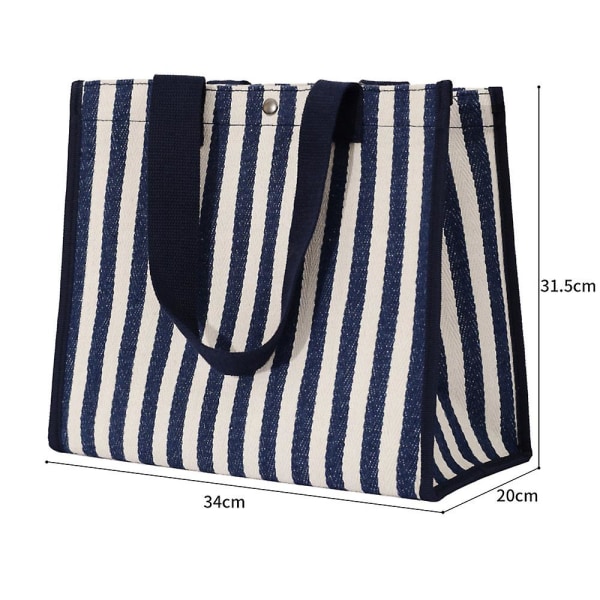 Sammenleggbar motehandelsveske Bærbar dagligvarepose med stor kapasitet for kvinner (stor, blå)