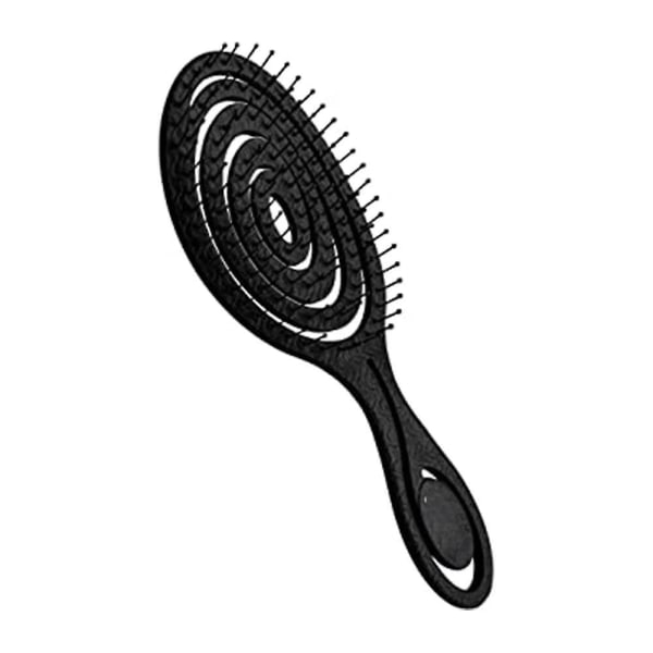 Svart ekologiskt hår Demlante-borste för kvinnor, män & barn - drar inte i håret - spiralborstar för lockigt eller vått hår - Demelan-borste