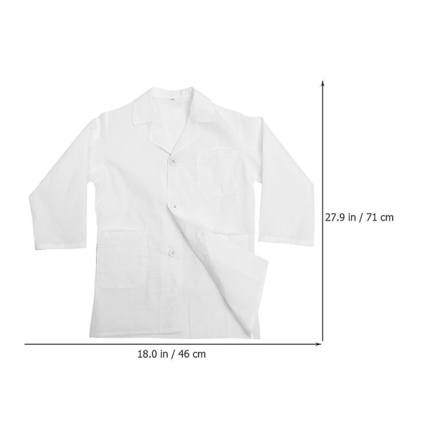Unisex laboratoriefrakke til børn Science Doctor Småbørnskostume Hvidt videnskabsmandstøj (71X46CM, Hvid)