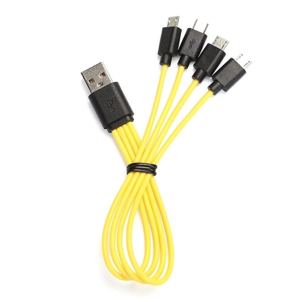2 i 1 USB till mikro USB -kabelladdning för 2 mikro USB enhets laddningssladd (gul)
