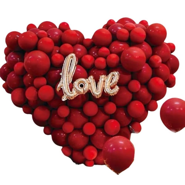 Macaronballong, hjärtformad ballong med flera färgalternativ, gjord av slitstark mylar för bröllopsdekoration eller festdekoration (röd)