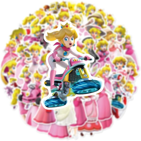 Super Princess Peach -Tarrat Tytöille NDS Peli Tarrat Lapsille Kannettaville Vesi Pulloille Polkupyörälle Rullalaudalle Matkatavaralle Tarra Teineille (s Peach)