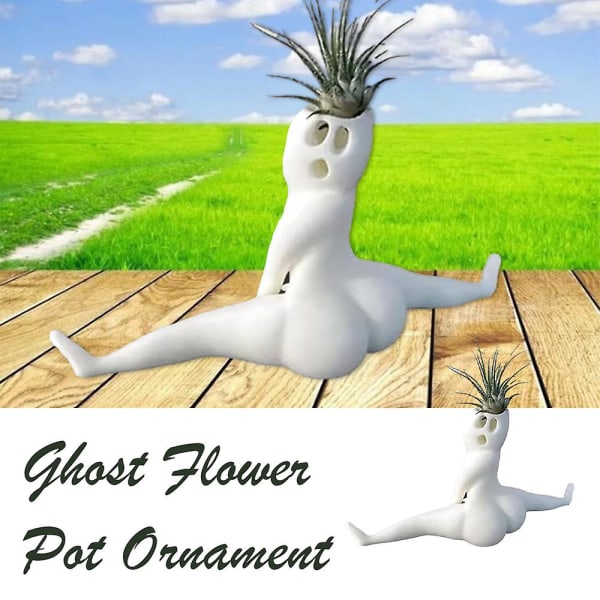 Funny Ghosts Resin Planter Ornament Resuable Airs Plant Display Pot ikkuna-TV-kaappiin (kukkaruukku)