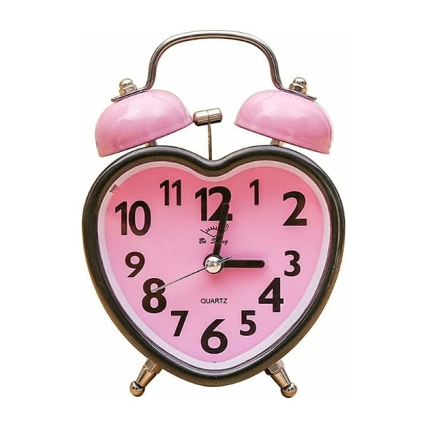 MINKUROW koreansk version av färgglad hjärtformad klocka väckarklocka för barn, studenter, säng, rosa