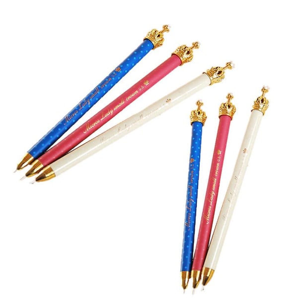 Crown Pen Kulspetspenna En set med 6 vackra kulspetspennor med krondesign, neutrala bläckpennor för skolor, kontor och familjer (12 delar)