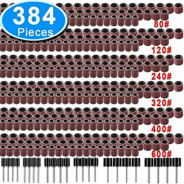 384 stk Roterende verktøysett Trommelslipesett for spikerbor Dremel tilbehør