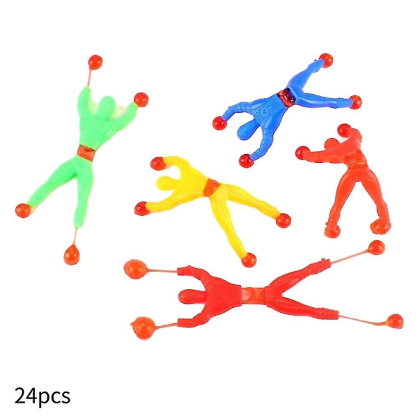 Sipin 24stk/sett Menn Elastisk klebrig vinduskryp flerfarget rullende actionfigur leker for barn Fest favoriserer klasseromspremier