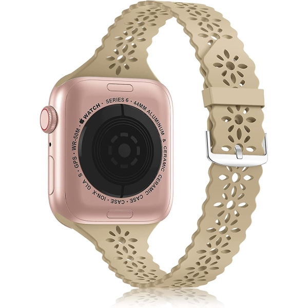 Silikonband i spets som är kompatibelt med Apple Watch -band 38 mm 40 mm kvinnor, smalt smalt, urhåligt, bågat sportband, mjukt band för Iwatch-serien