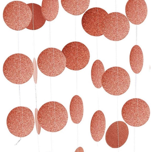 Rose Gold Festtillbehör Glitter Grand Paper Dots Hängande-4-pack 65 fot för möhippa, bröllop, födelsedagsfestdekoration