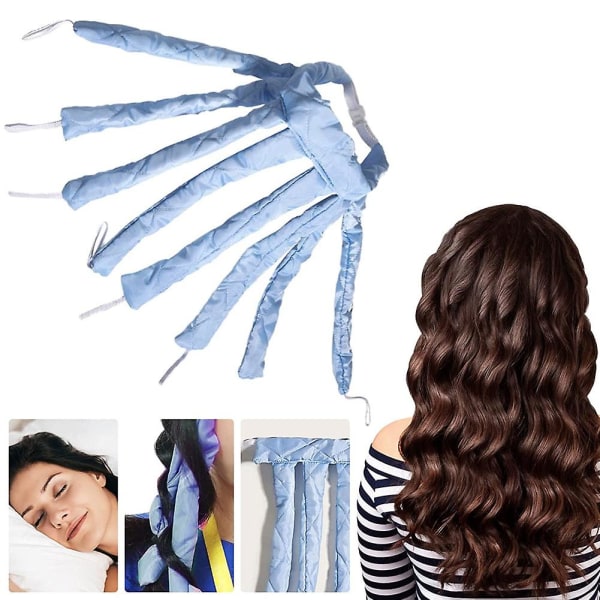 Heatless Curls, No Heat Spiral Curls Headband, Octopus Curls Blue
